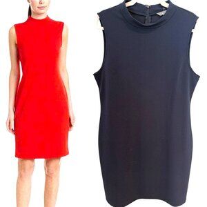 Women's Sharagano Sleeveless High Neck Navy Sheath Dress, NWT, size 12